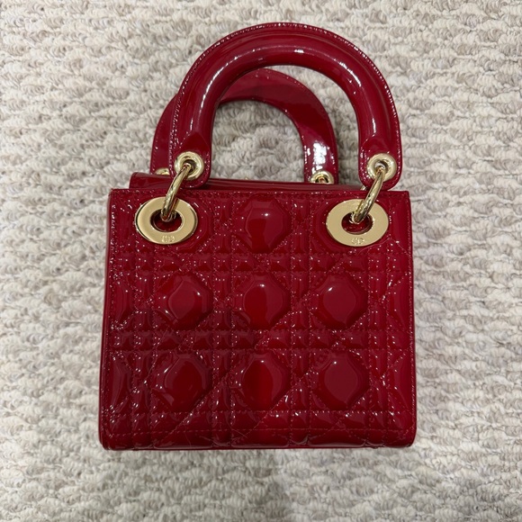 Red Leather Mini Bag with Gold Accents - Picture 3 of 8